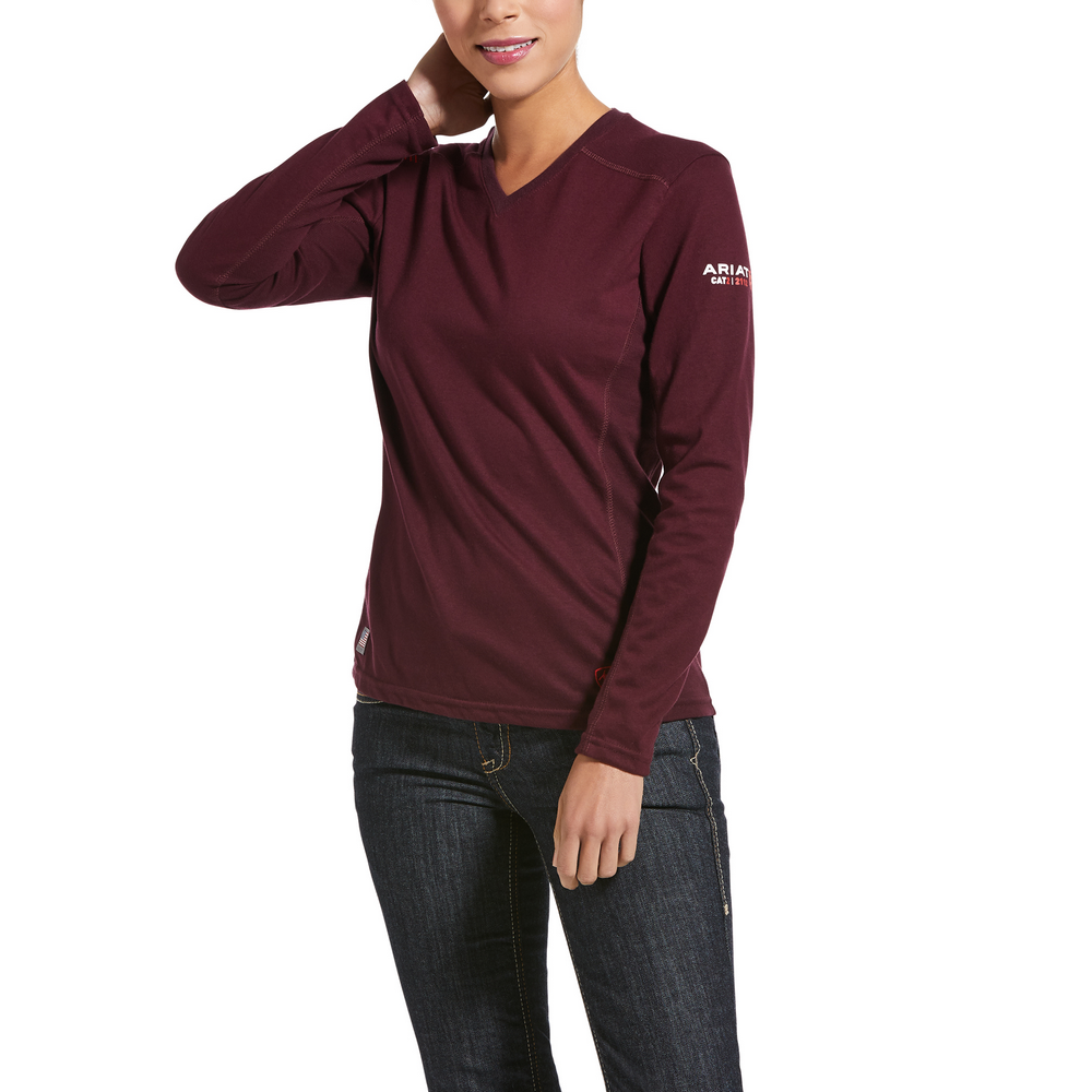 ARIAT Maglia Ignifuga Donna FR AC Crew LS – Top A Maniche Lunghe, Potent Purple, CAT 2, ATPV 8,9 Cal/cm²