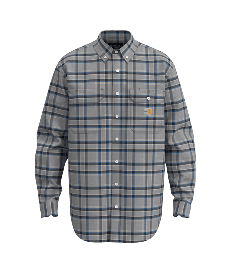 Flame Resistant Loose Fit Midweight Twill Plaid Shirt - HX2-Navy/Carhartt Gray | Carhartt 104507