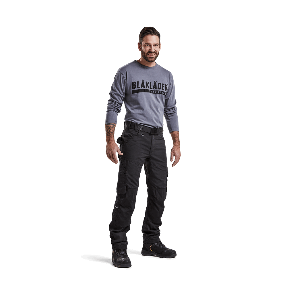 Long Sleeve Branded T-Shirt - 9400-Grey | Blaklader 35571042