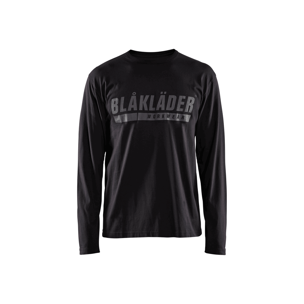 Long Sleeve Branded T-Shirt - 9900-Black | Blaklader 35571042