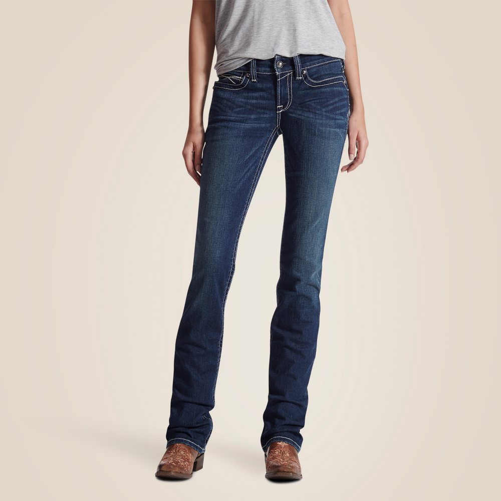 R.E.A.L. Mid Rise  Icon Stackable Straight Leg Jean - 400-Ocean | Ariat 10017216