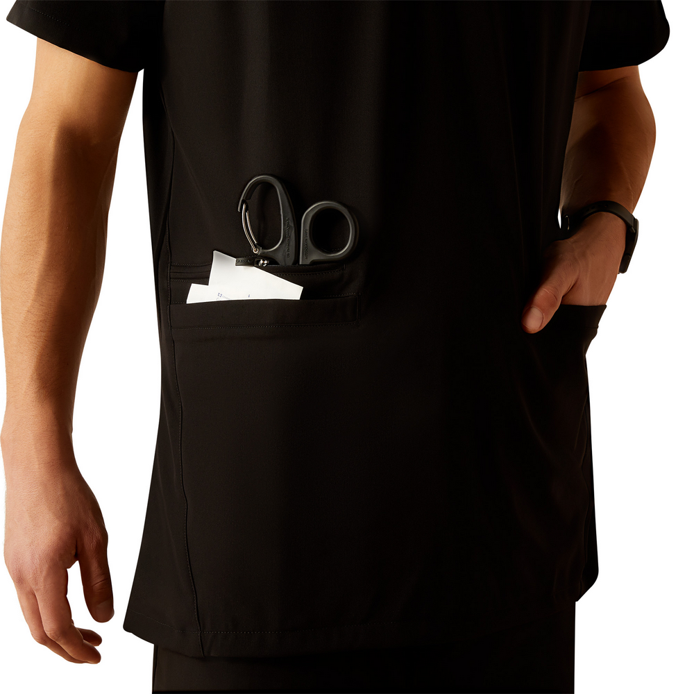 Derham 6 Pocket Scrub Top - 001-Black | Ariat 10039720