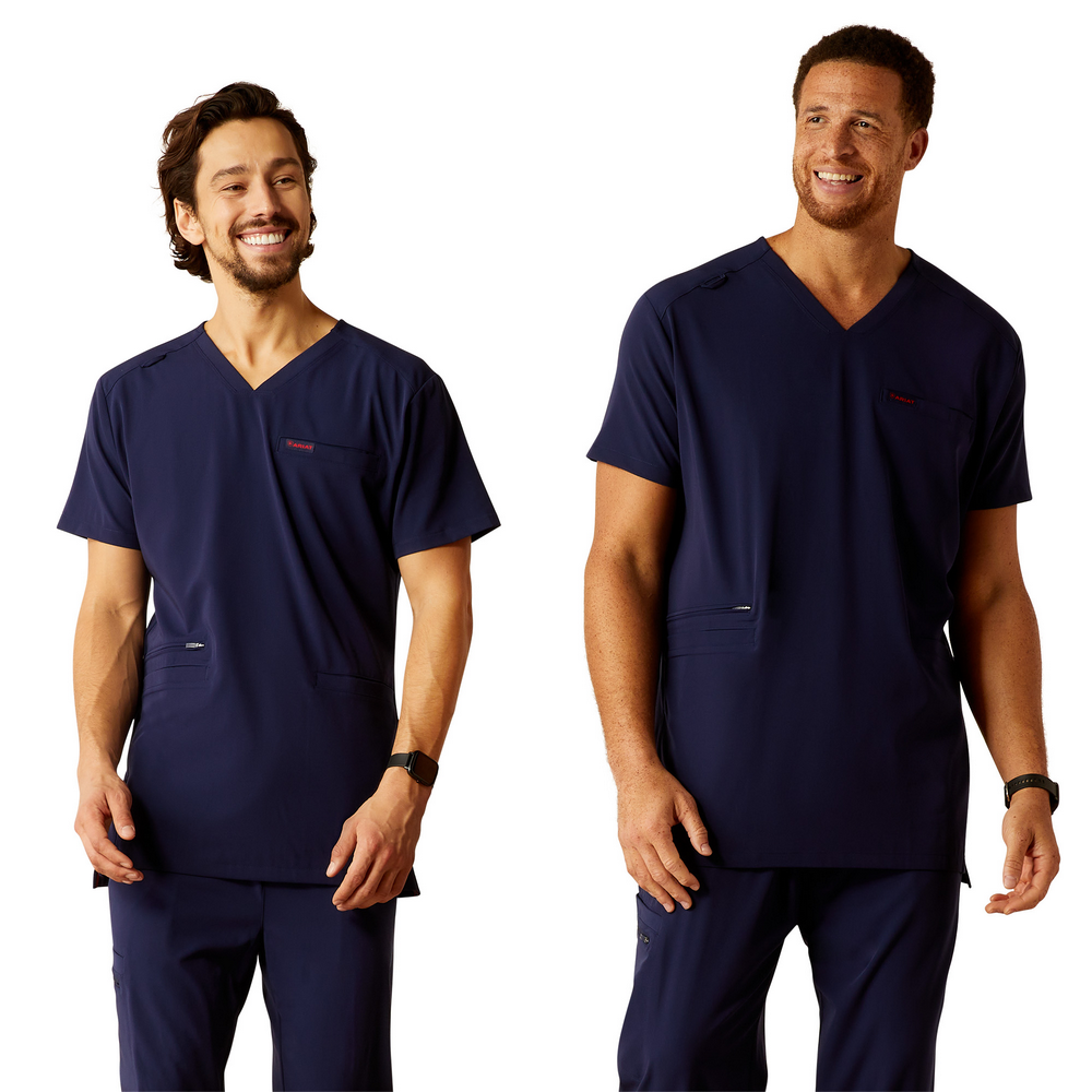 Derham 6 Pocket Scrub Top - 410-Navy | Ariat 10039721