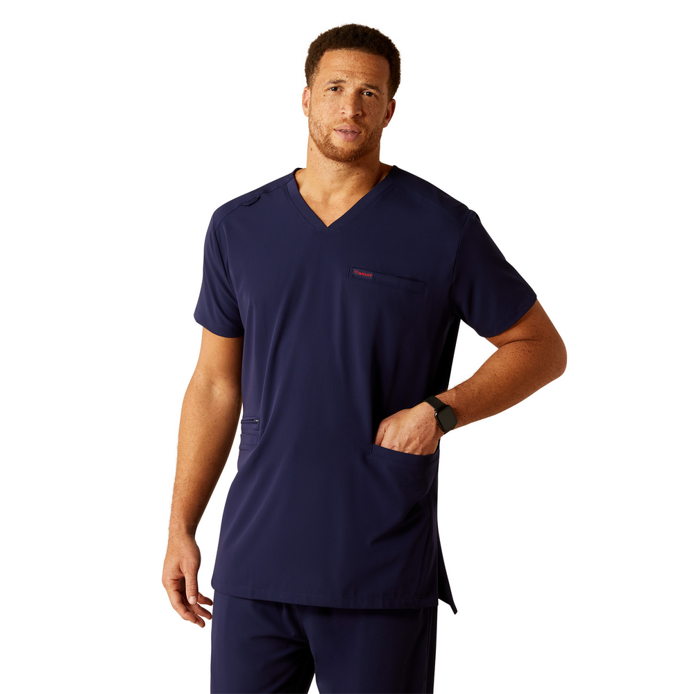 Derham 6 Pocket Scrub Top - 410-Navy | Ariat 10039721