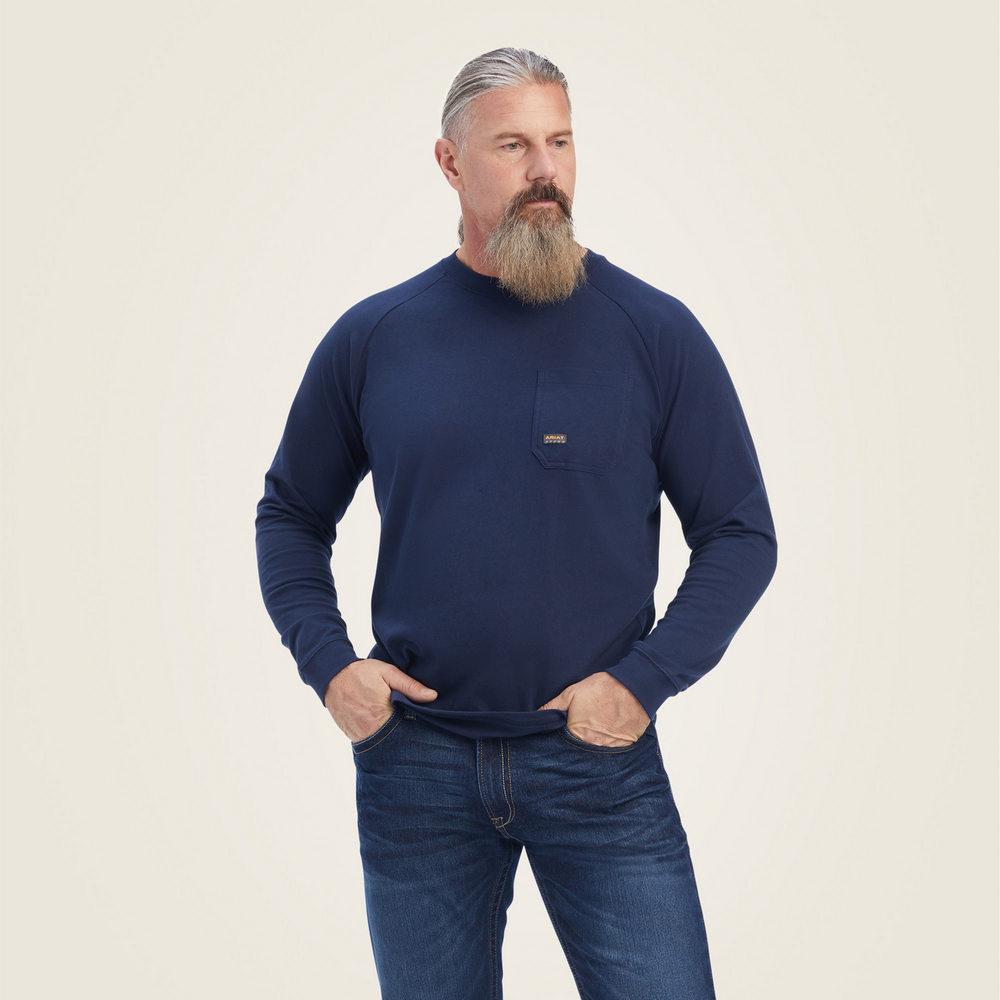 Rebar Cotton Strong T-Shirt - 410-Navy | Ariat 10041489