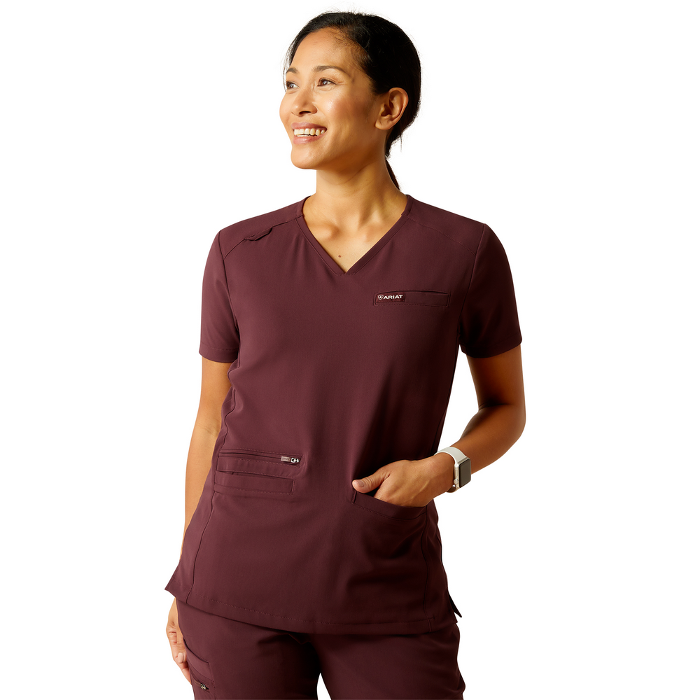 Clara 6 Pocket Scrub Top - 600-Winetasting | Ariat 10039713