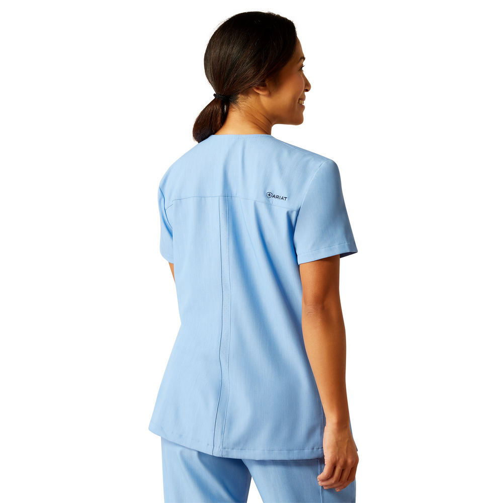 Clara 6 Pocket Scrub Top - 400-Light Blue Heather | Ariat 10039714