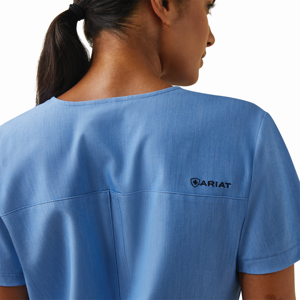 Clara 6 Pocket Scrub Top - 400-Light Blue Heather | Ariat 10039714