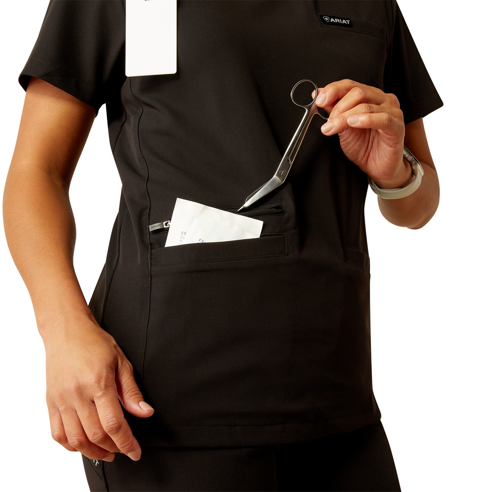 Clara 6 Pocket Scrub Top - 001-Black | Ariat 10039716