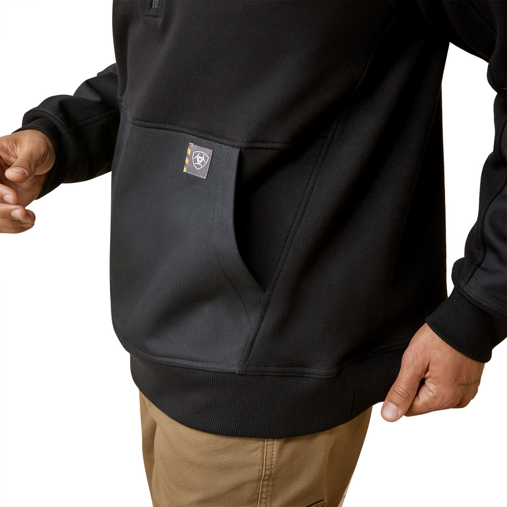 Rebar Workman Duracanvas 1/4 Zip Sweatshirt - 001-Black|Black | Ariat 10046401