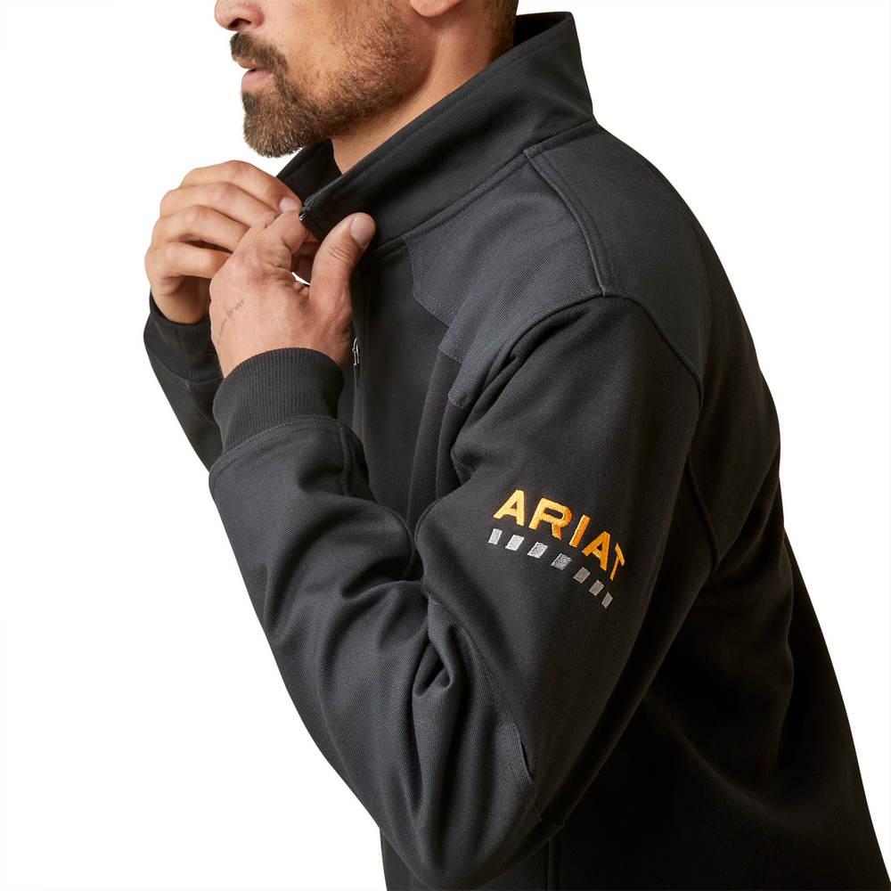 Rebar Workman Duracanvas 1/4 Zip Sweatshirt - 001-Black|Black | Ariat 10046401