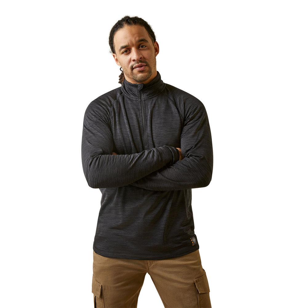 Rebar Gridwork 1/4 Zip Baselayer - 001-Black | Ariat 10046513