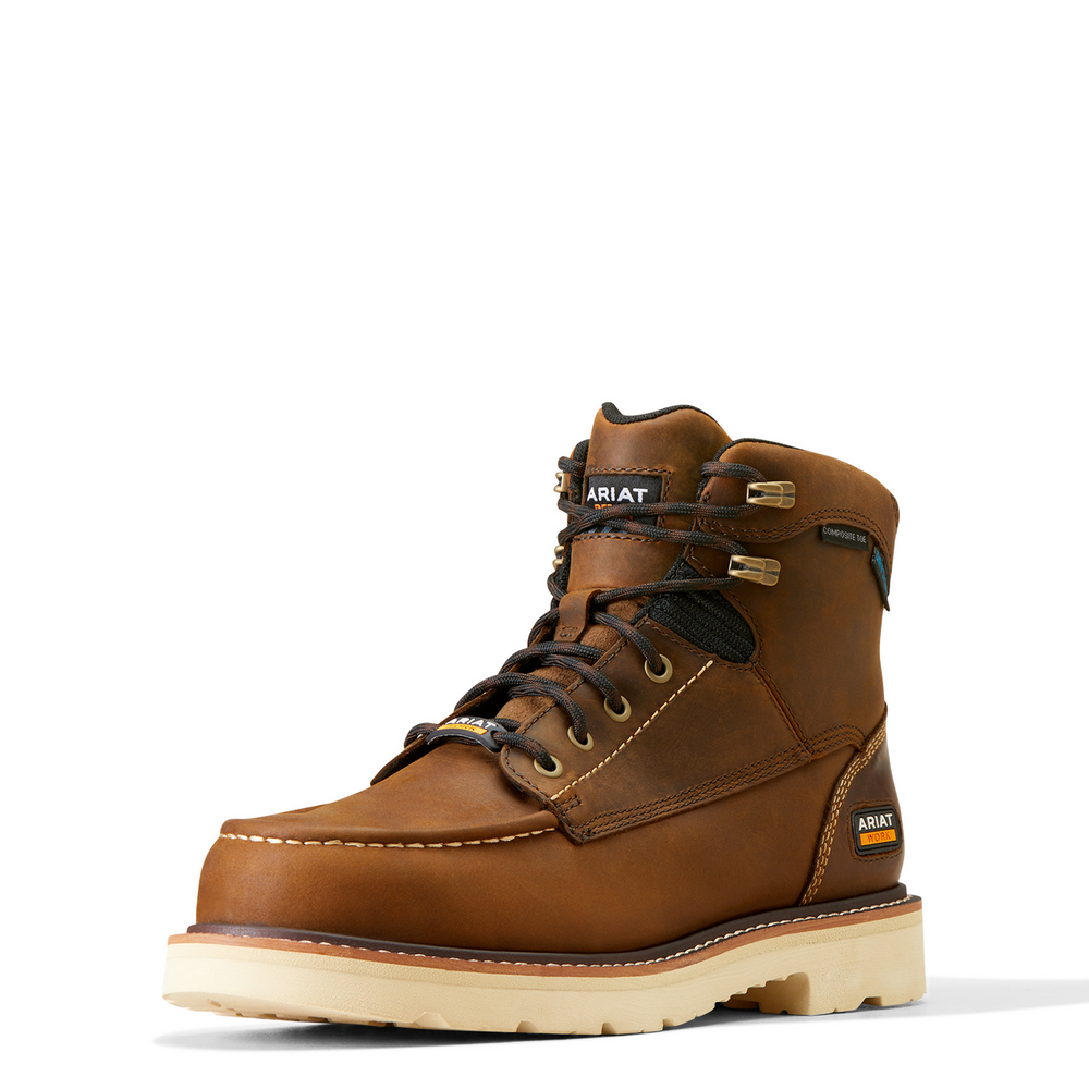Rebar Lift 6" Waterproof Composite Toe Work Boot - 200-Distressed Brown | Ariat 10046876