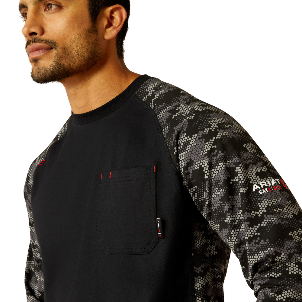 Fr Stretch Camo Baseball T-Shirt - 001-Black|Grey Camo | Ariat 10052090