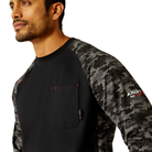Fr Stretch Camo Baseball T-Shirt - 001-Black|Grey Camo | Ariat 10052090