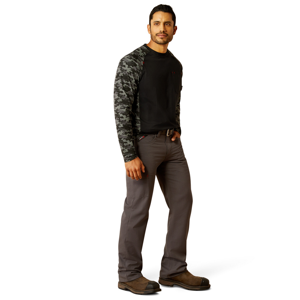 Fr Stretch Camo Baseball T-Shirt - 001-Black|Grey Camo | Ariat 10052090