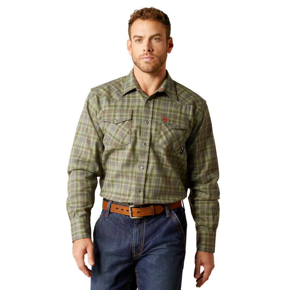 Fr  Sawtooth  Retro Fit Snap Work Shirt - 300-Deep Lichen | Ariat 10052934