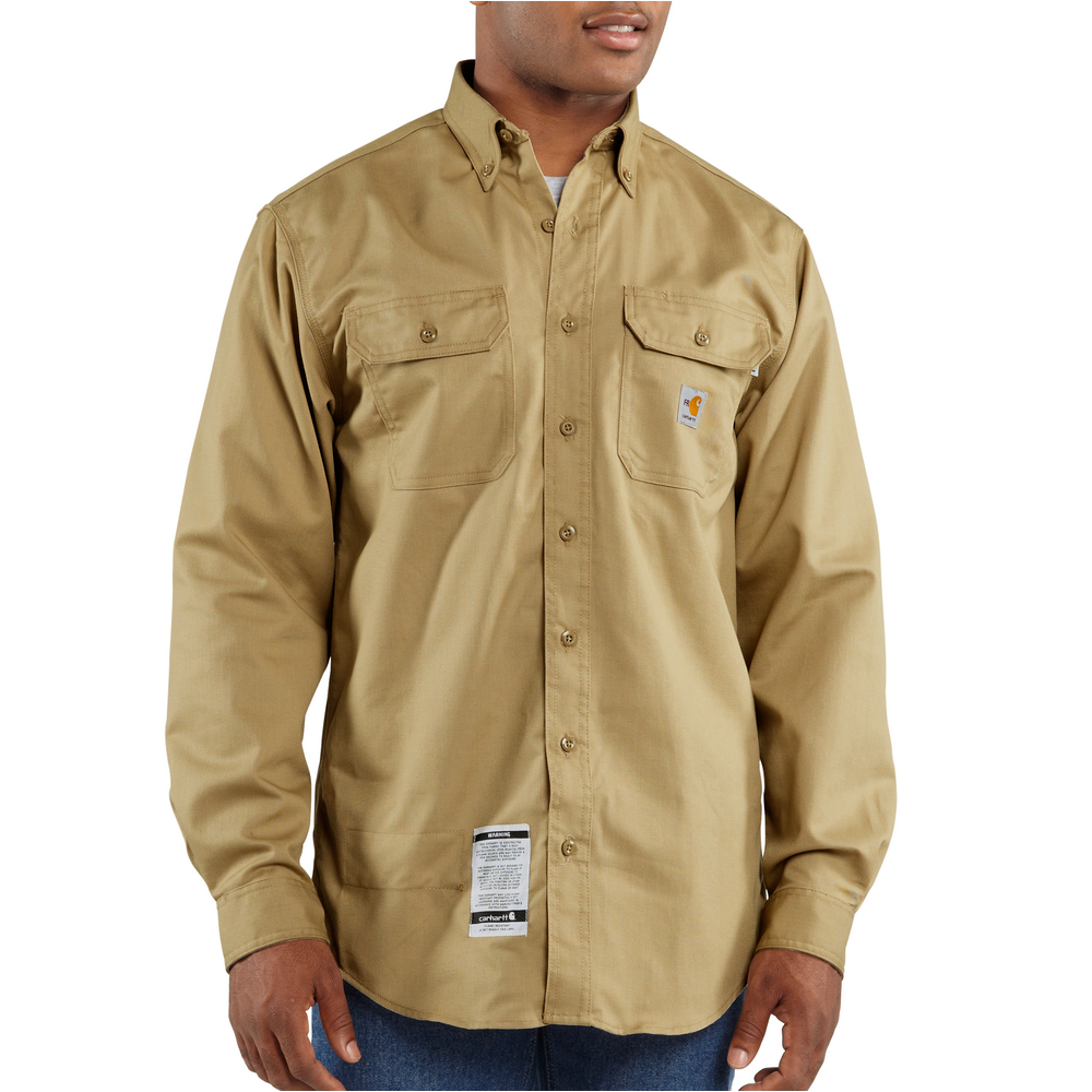 Carhartt Tall Men's Khaki Flame-Resistant Twill Shirt