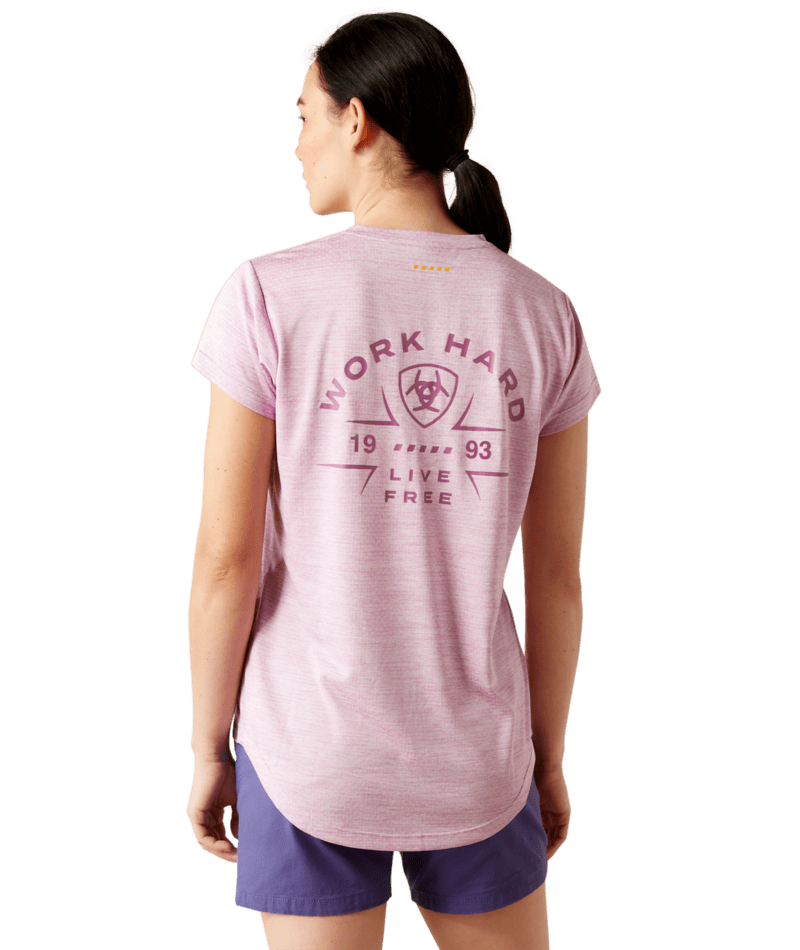 Rebar Evolution Work Hard V-Neck T-Shirt - 300-Smokey Grape | Ariat 10054427