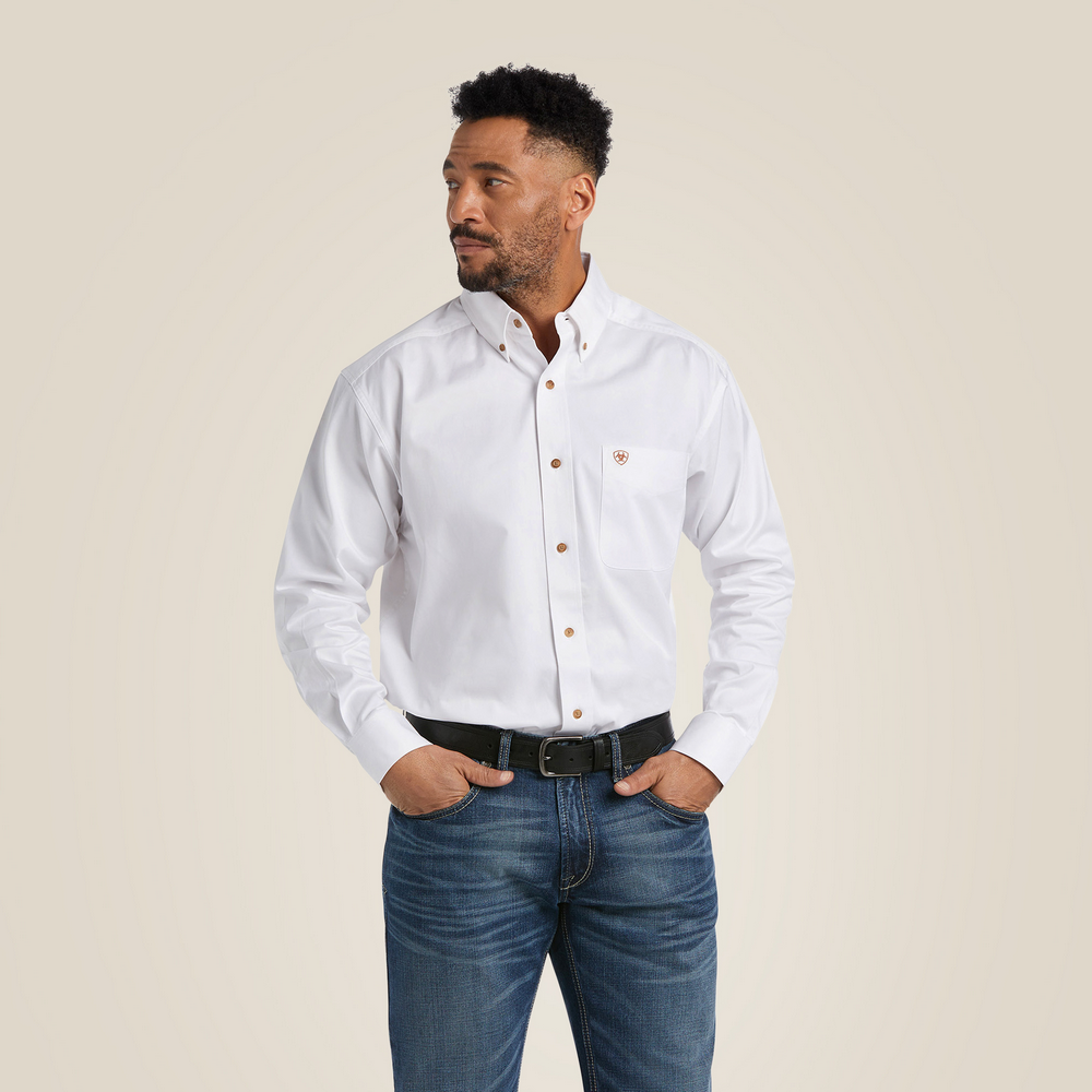 Solid Twill  Classic Fit Shirt - 100-White | Ariat 10000503