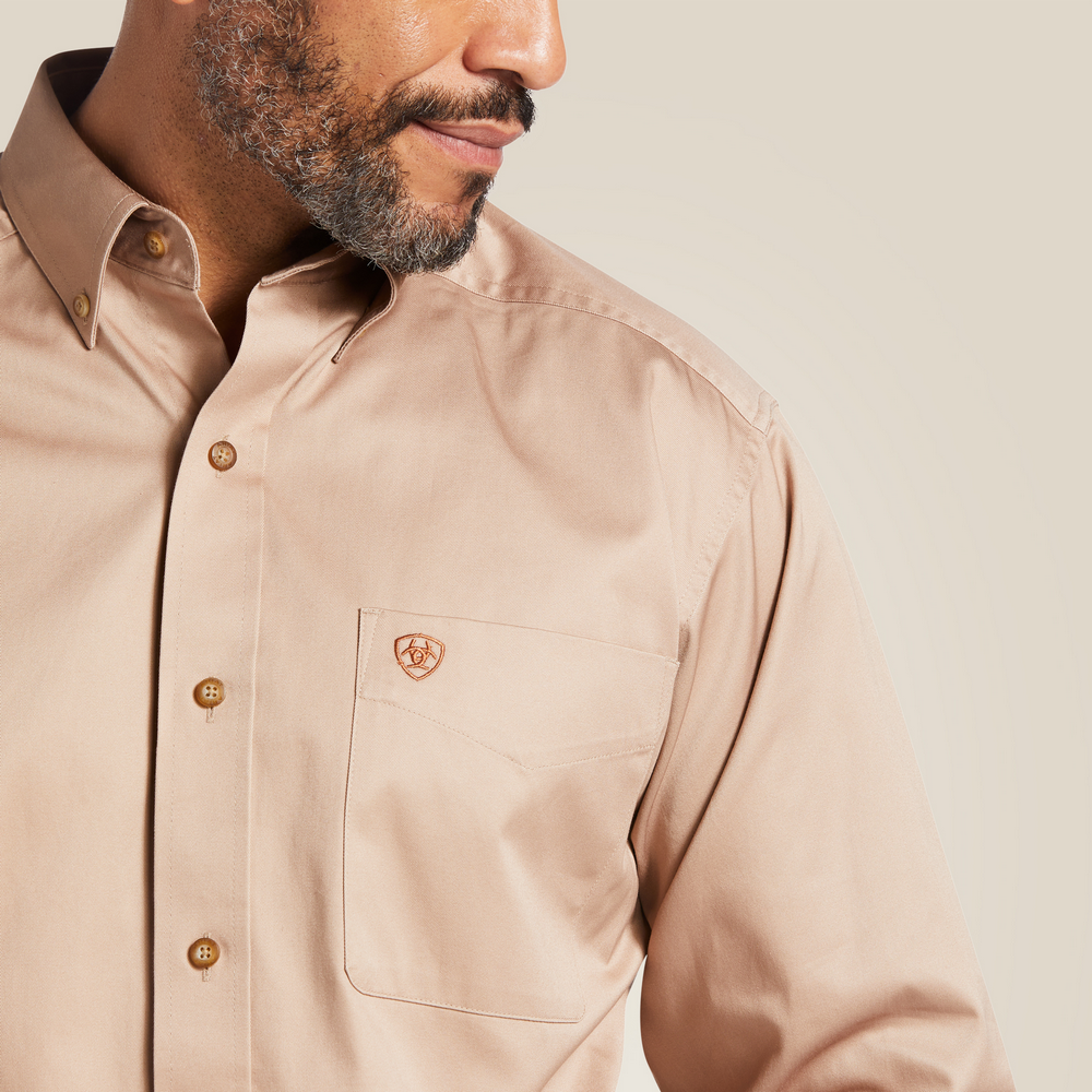 Solid Twill  Classic Fit Shirt - 250-Khaki | Ariat 10000505