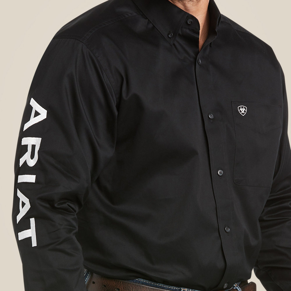 Team Logo Twill  Classic Fit Shirt - 001-Black|White | Ariat 10017497