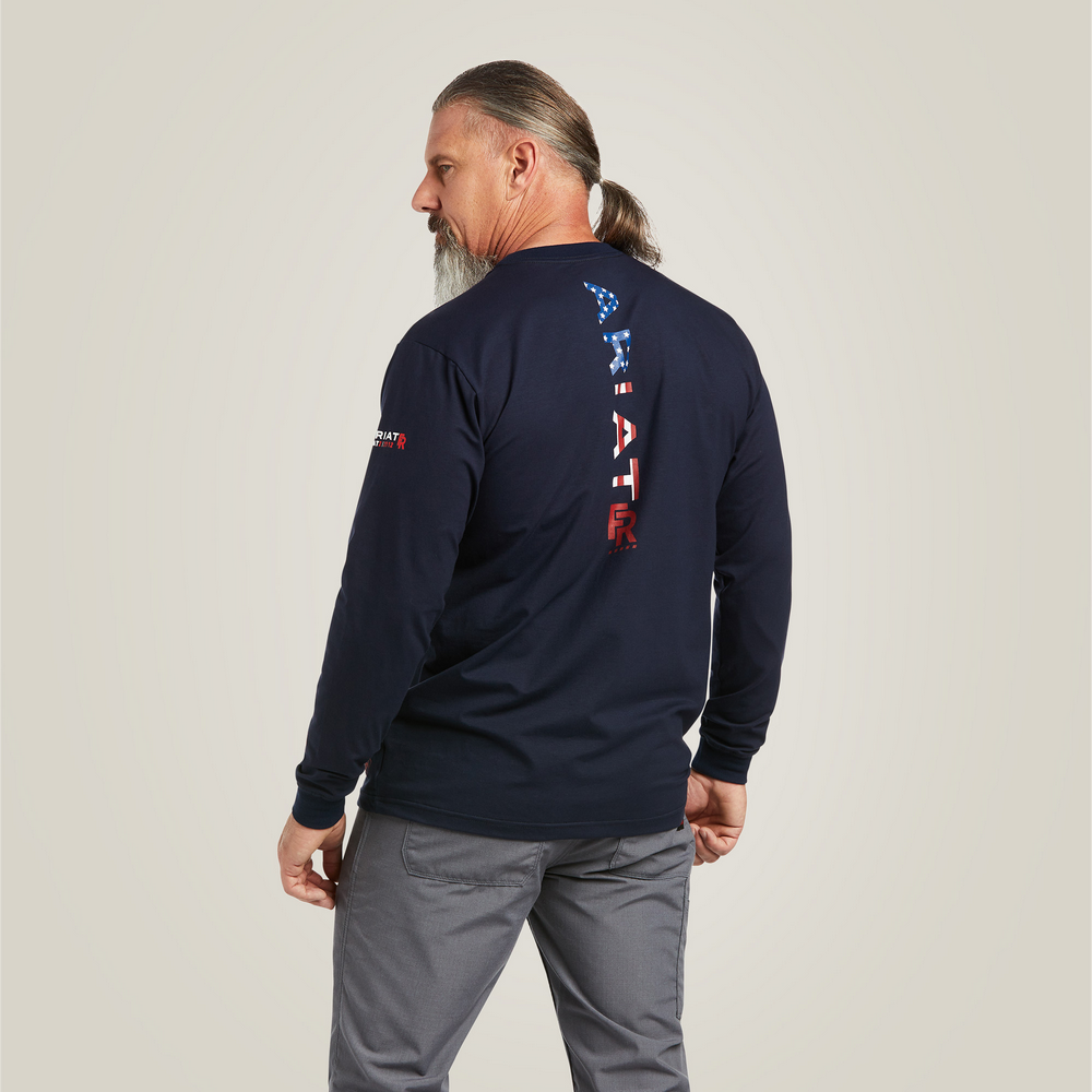 Fr Stretch Logo T-Shirt - 410-Navy|Usa | Ariat 10039294