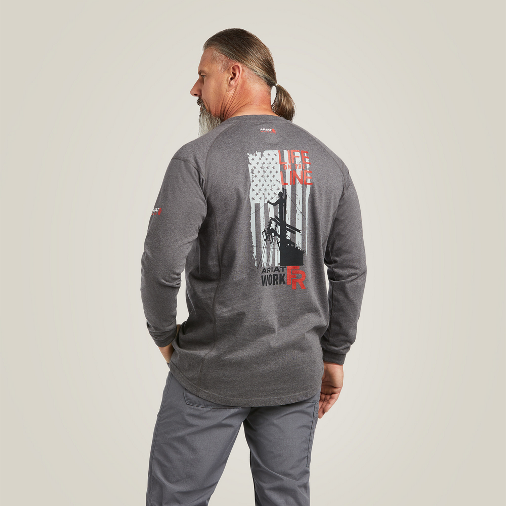 Fr Air Life On The Line Graphic Top - 010-Charcoal Heather | Ariat 10039429