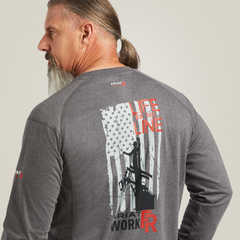 Fr Air Life On The Line Graphic Top - 010-Charcoal Heather | Ariat 10039429