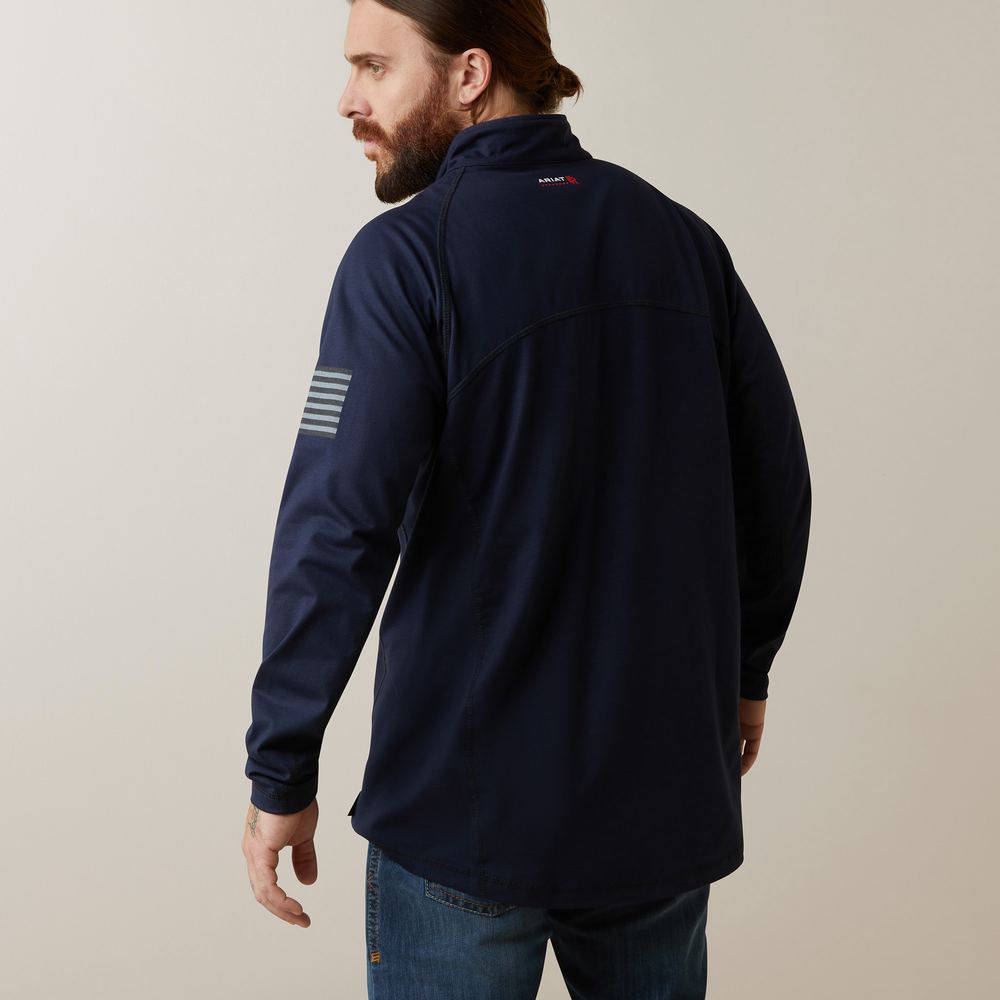 Fr Combat Stretch Patriot 1/4 Zip Work Shirt - 410-Navy | Ariat 10043565