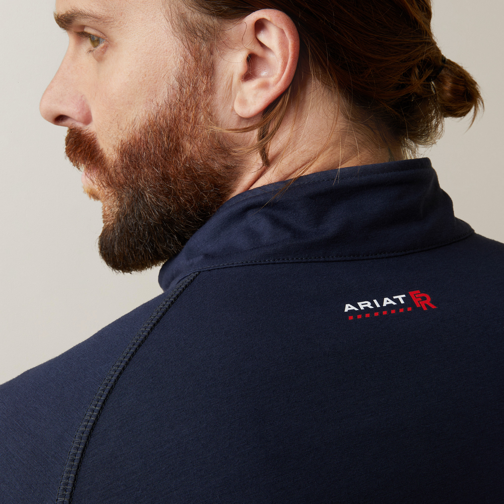 Fr Combat Stretch Patriot 1/4 Zip Work Shirt - 410-Navy | Ariat 10043565