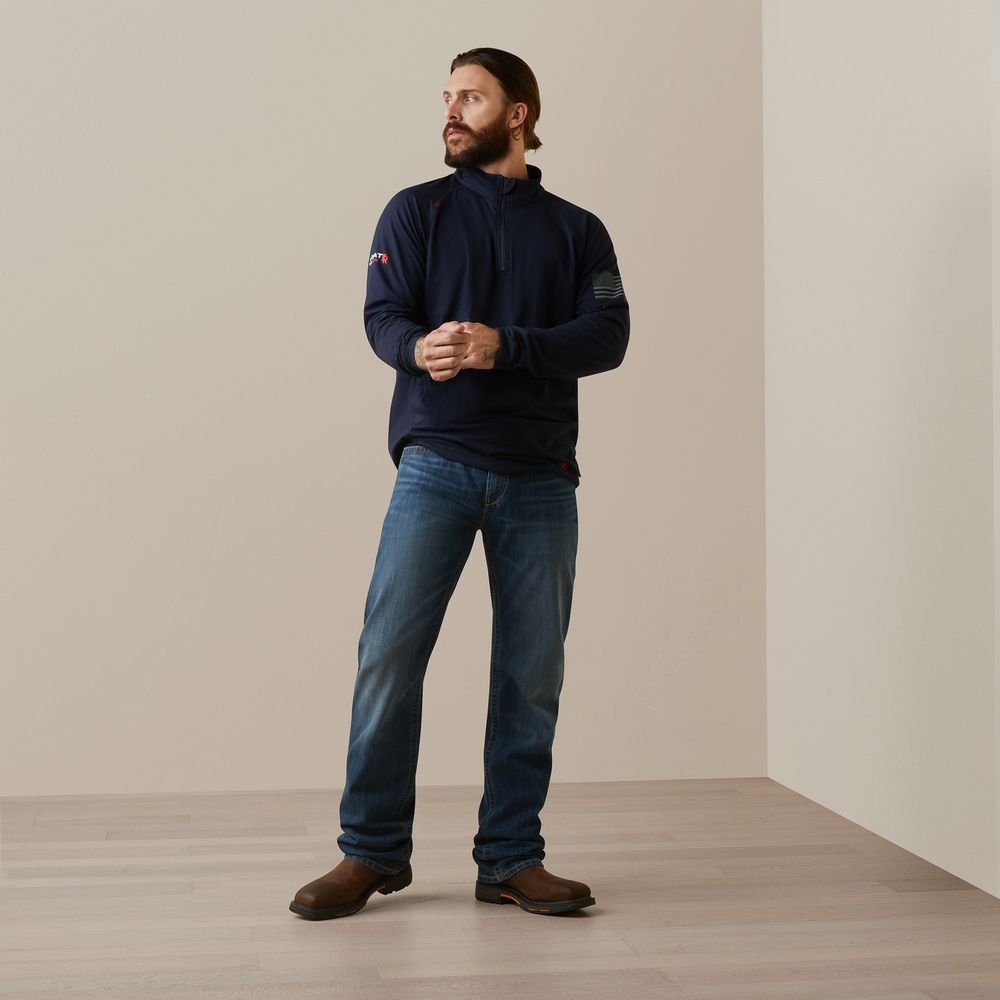 Fr Combat Stretch Patriot 1/4 Zip Work Shirt - 410-Navy | Ariat 10043565