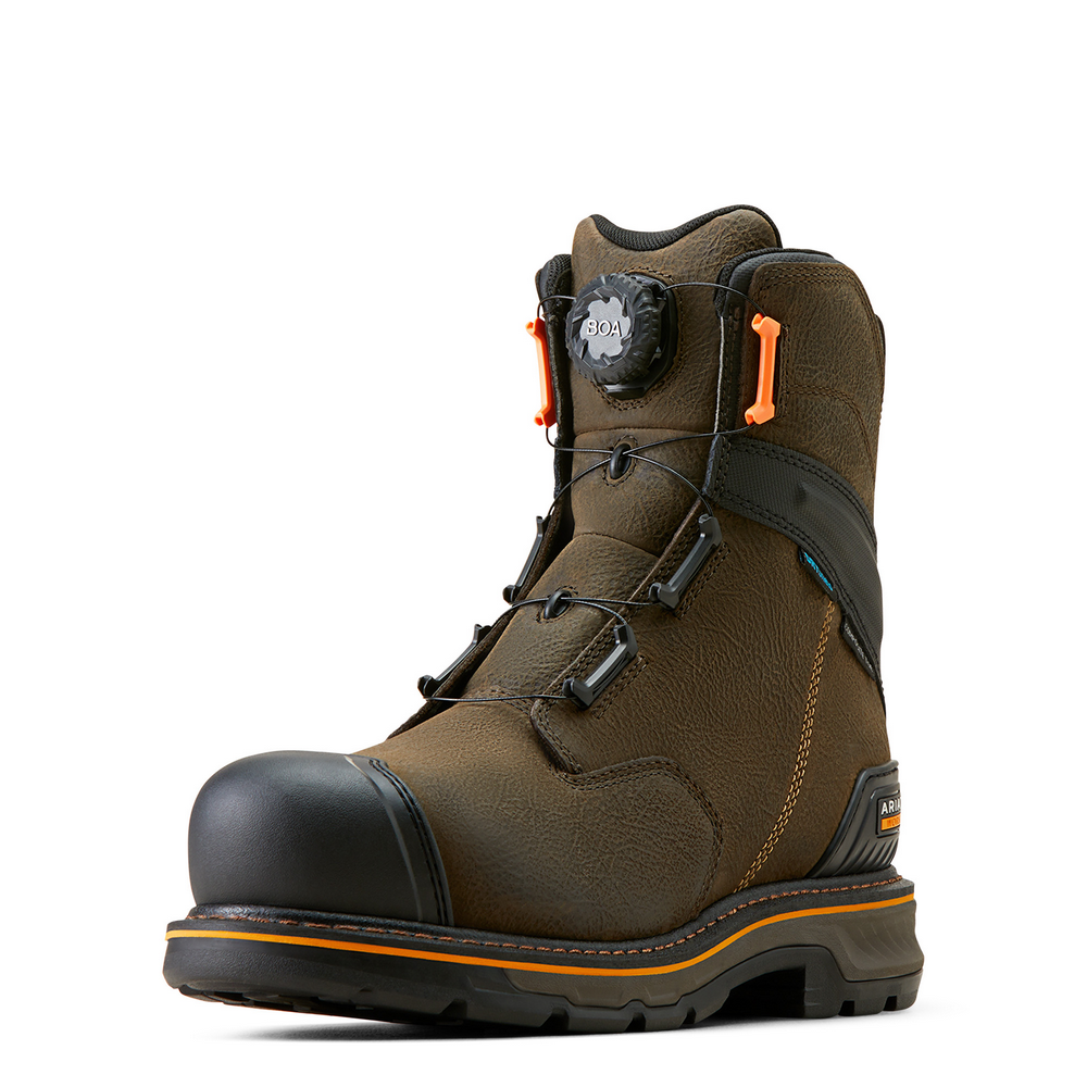 Stump Jumper 8" Boa Waterproof Composite Toe Work Boot - 200-Iron Coffee | Ariat 10048059