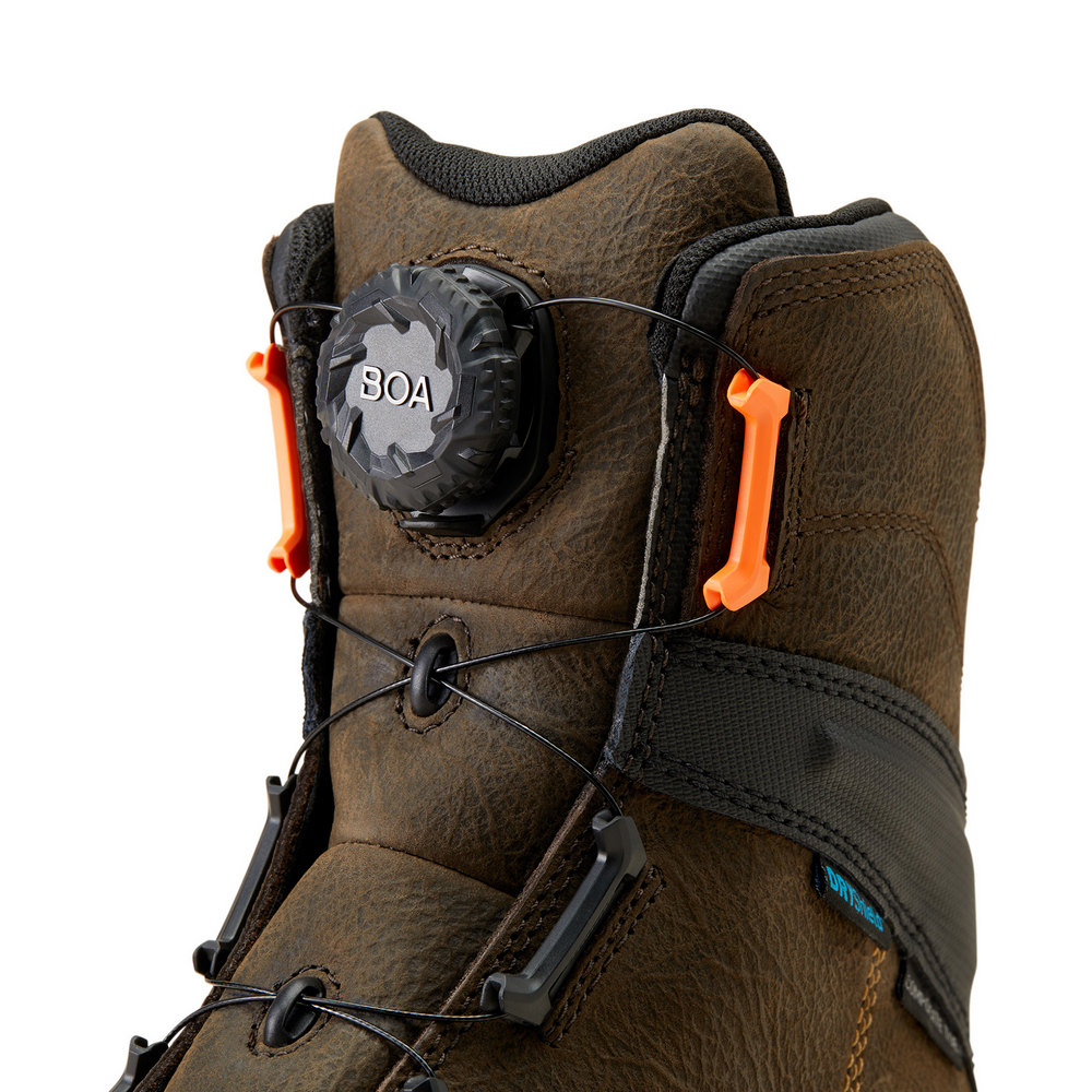 Stump Jumper 8" Boa Waterproof Composite Toe Work Boot - 200-Iron Coffee | Ariat 10048059