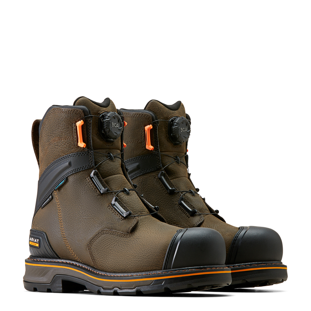 Stump Jumper 8" Boa Waterproof Composite Toe Work Boot - 200-Iron Coffee | Ariat 10048059