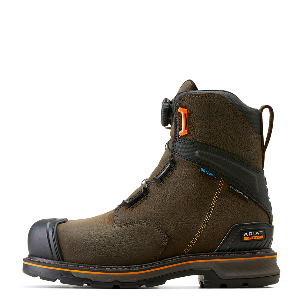 Stump Jumper 8" Boa Waterproof Composite Toe Work Boot - 200-Iron Coffee | Ariat 10048059