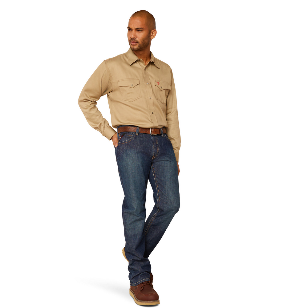 Fr  Solid Snap Work Shirt - 250-Khaki | Ariat 10048445