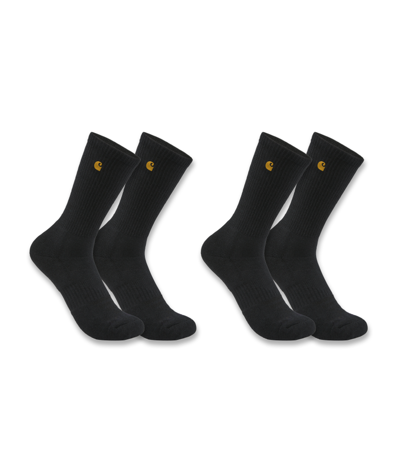 Men's Force Midweight Crew Sock 2 Pack BLK-Black | Carhartt SC2252M