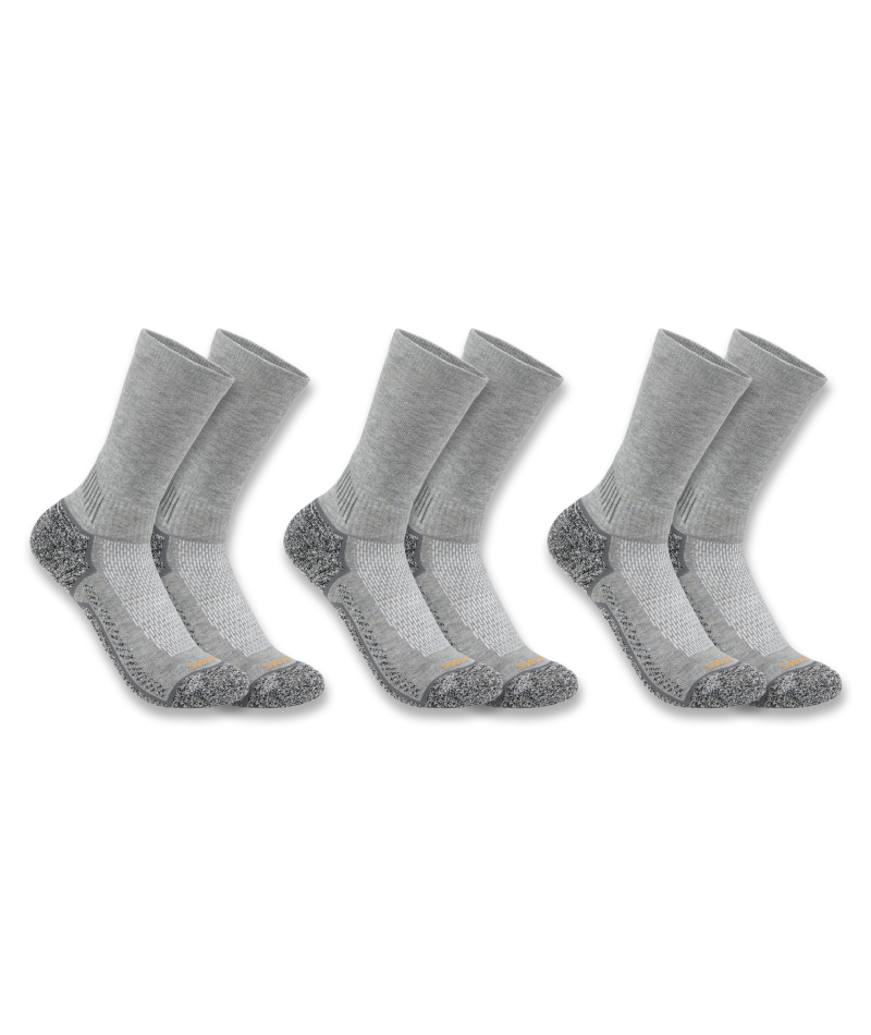 Men's Force Midweight Crew Sock 3 Pack CHR-Charcoal | Carhartt SC4223M