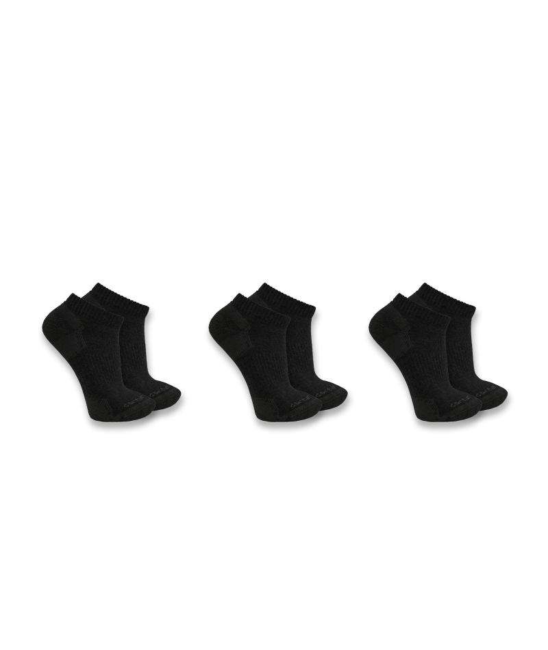 Women's Midweight Cotton Blend Low Cut Sock 3 Pack BLK-Black | Carhartt SL2623W