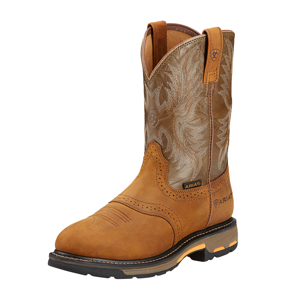 Ariat Tan Leather Pull-On Boots Rebar Wedge Pull-On Waterproof Work Boot | Ariat main image 2