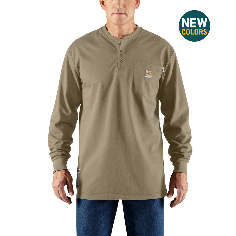 Men's FR Force Long Sleeve Cotton Henley | Carhartt 100237 – The