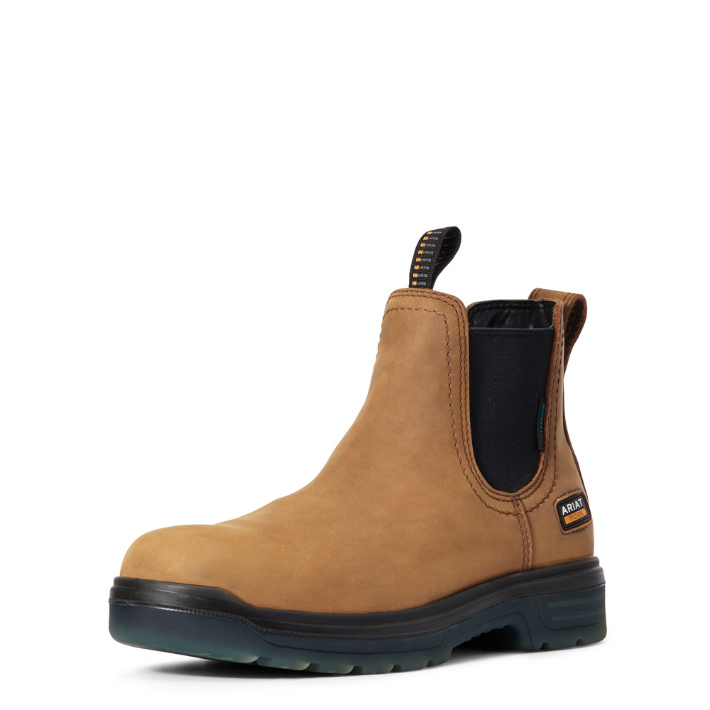 Ariat Brown Leather Chelsea Pull-On Work Boots Shop Brown Womens Ariat Wexford Lug Round Toe Chelsea Pull  main image 3