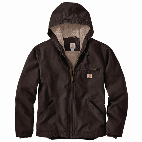Men's Washed Duck Sherpa Lined Hood Jacket | Carhartt 104392 – The