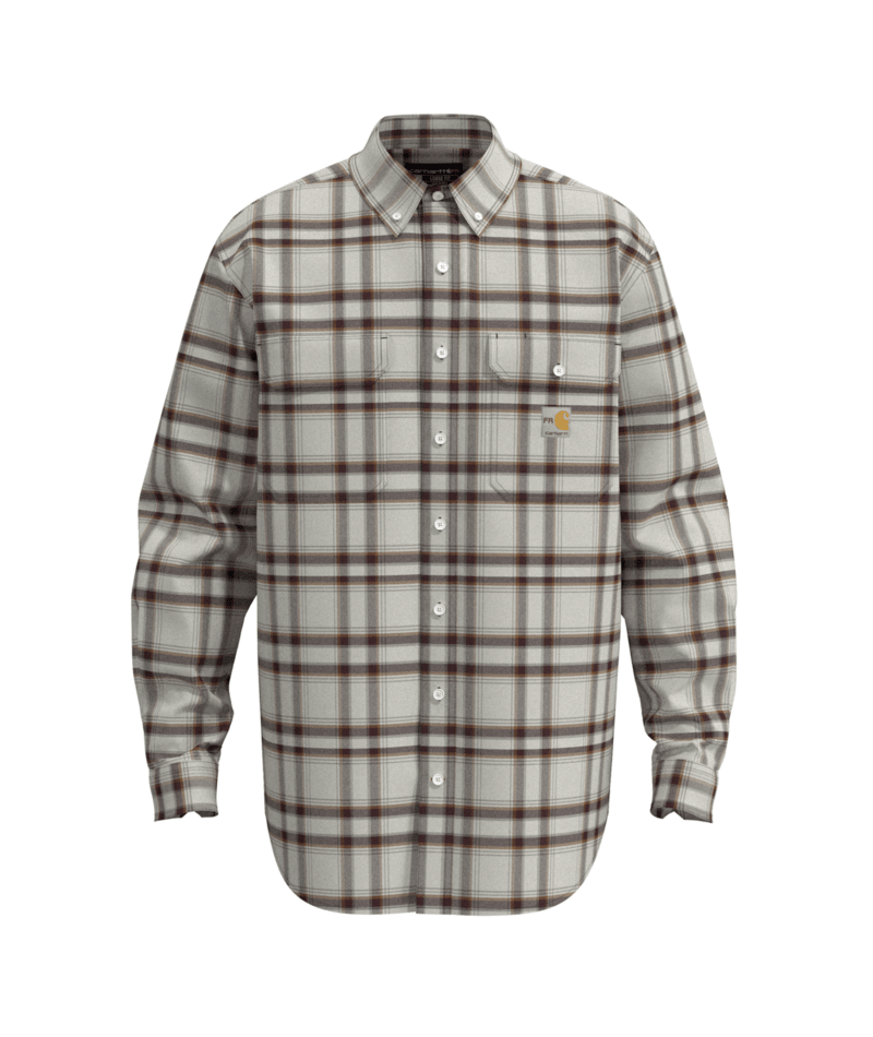 Flame Resistant Loose Fit Midweight Twill Plaid Shirt - ED5-Malt/Port | Carhartt 104507