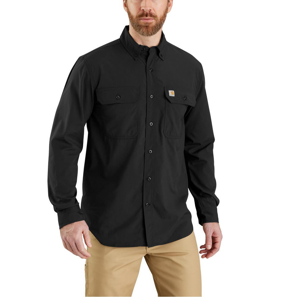 Carhartt Force Solid Long Sleeve Shirt (Black) L Carhartt Force Solid Long Sleeve Shirt (Black) L
