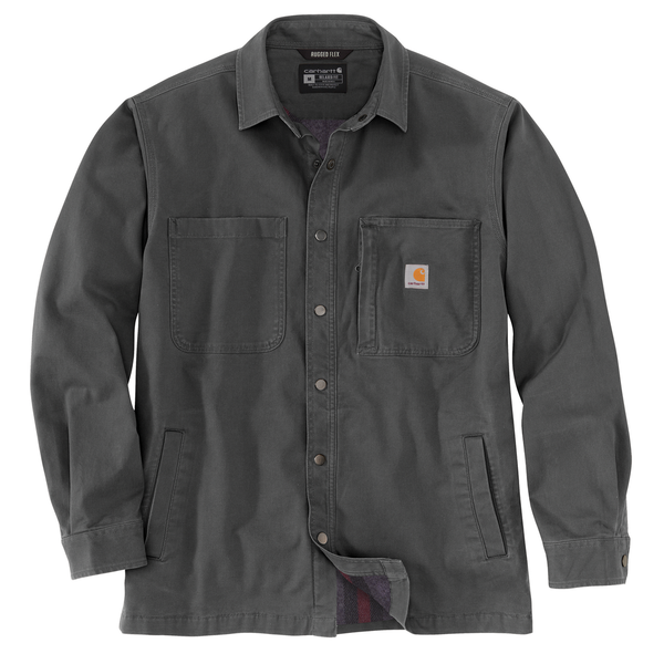 Rugged Flex Relaxed Fit Canvas Fleece-Lined Snap-Front Shirt Jac