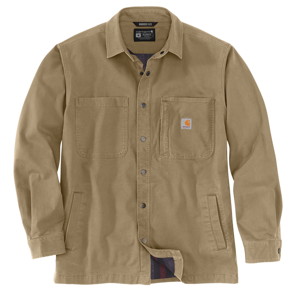 Rugged Flex Relaxed Fit Canvas Fleece-Lined Snap-Front Shirt Jac