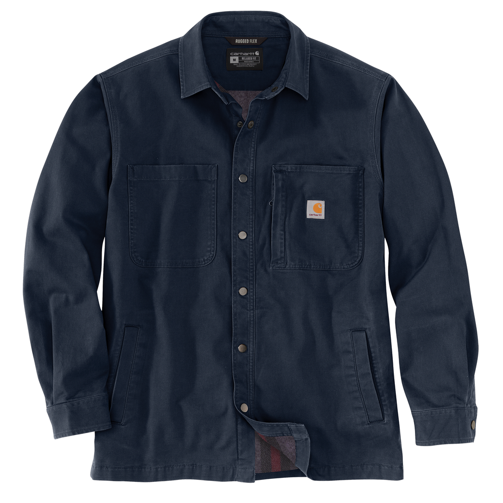 Rugged Flex Relaxed Fit Canvas Fleece-Lined Snap-Front Shirt Jac
