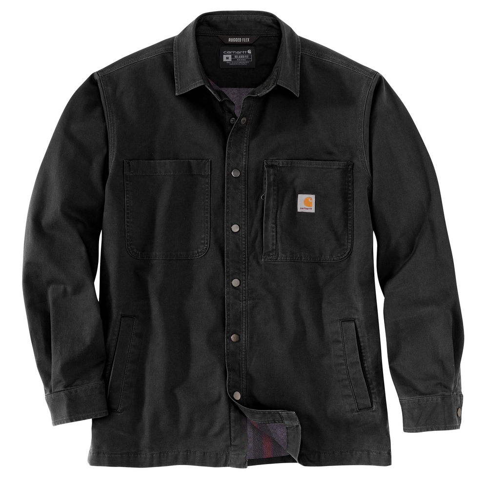 Rugged Flex Relaxed Fit Canvas Fleece-Lined Snap-Front Shirt Jac
